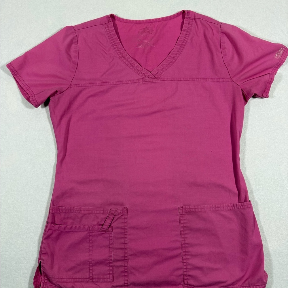 Cherokee Women's Pink V-Neck Scrub Top with Pockets Size XS